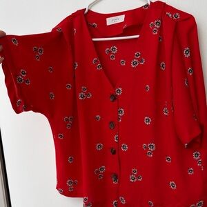 Scarlet Daisy Print Blouse
